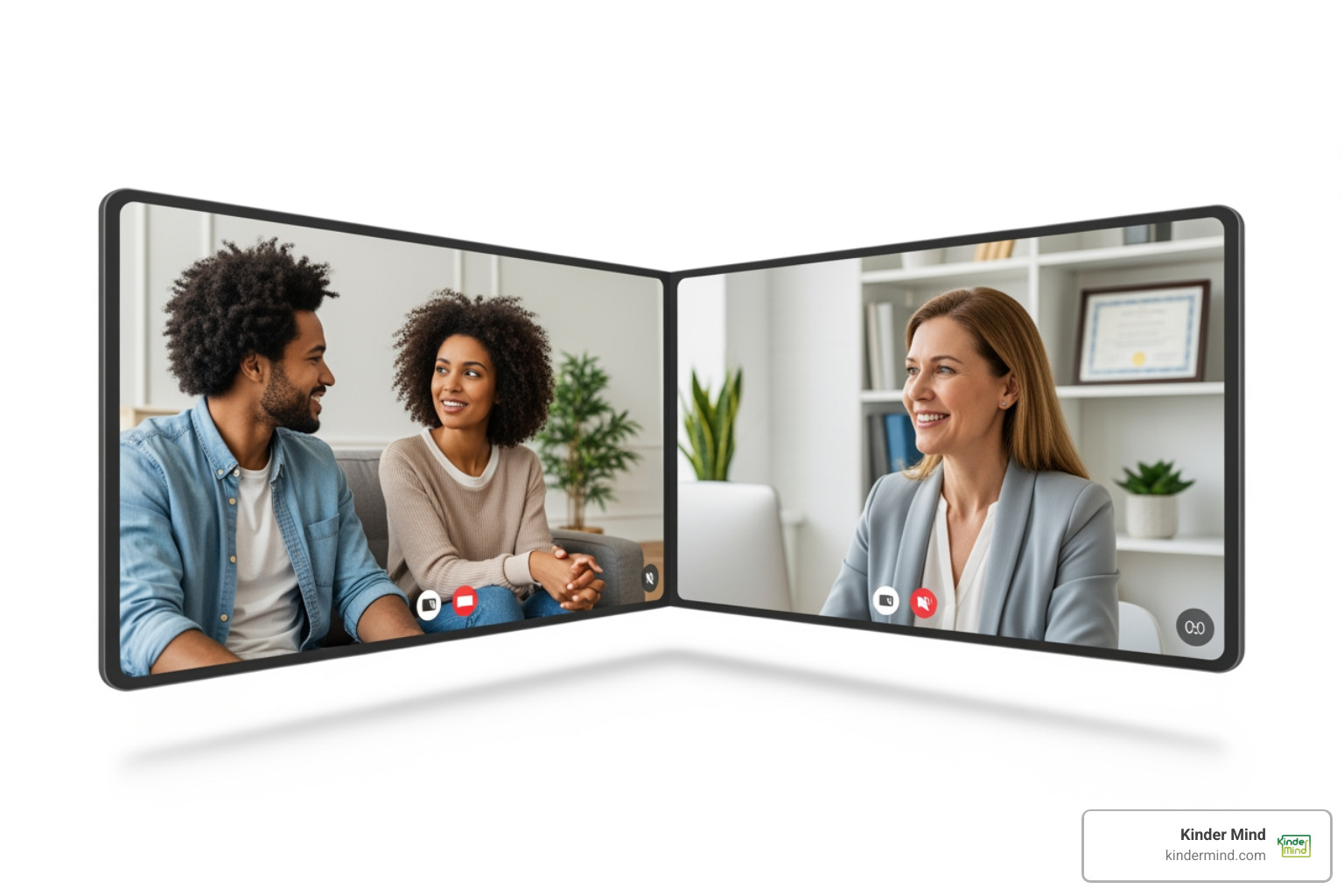 digital therapy platform interface showing a secure video connection - premarital counseling virtual sessions