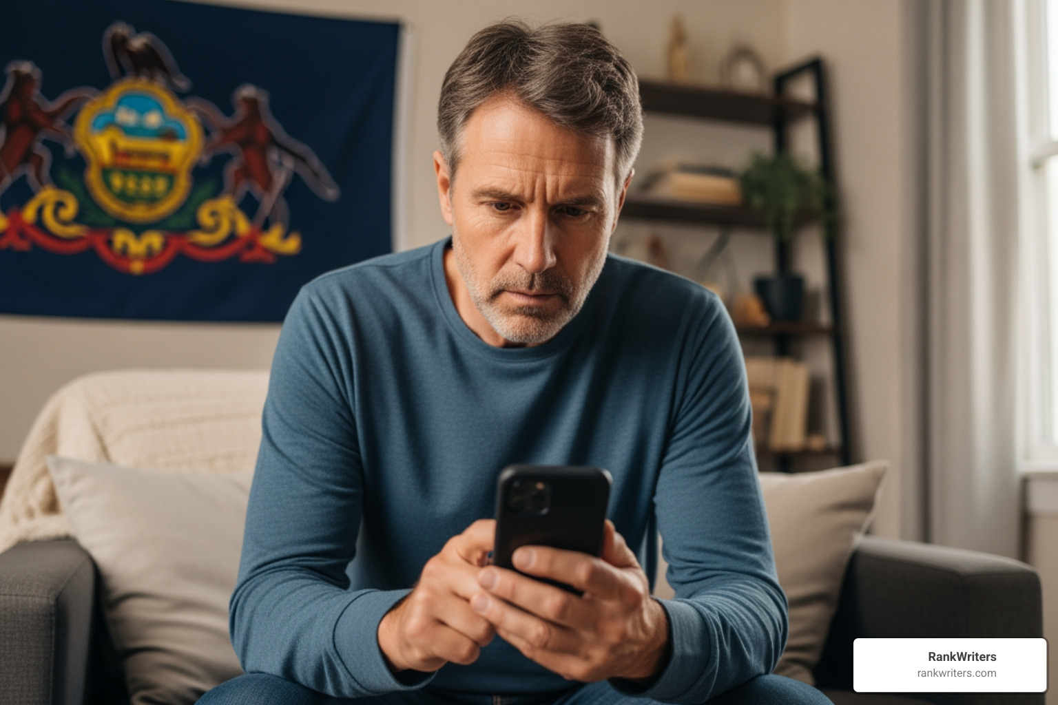 A patient in Pennsylvania searching for a specialist on a smartphone - Digital marketing for surgeons