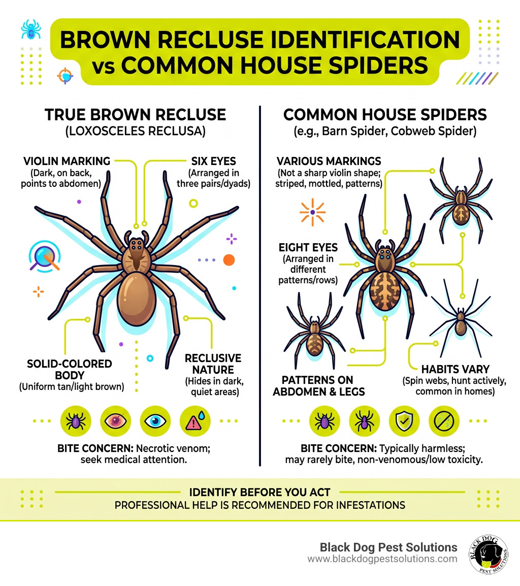Brown recluse identification vs common house spiders infographic - Brown recluse extermination infographic Brown recluse identification vs common house spiders infographic - Brown recluse extermination infographic