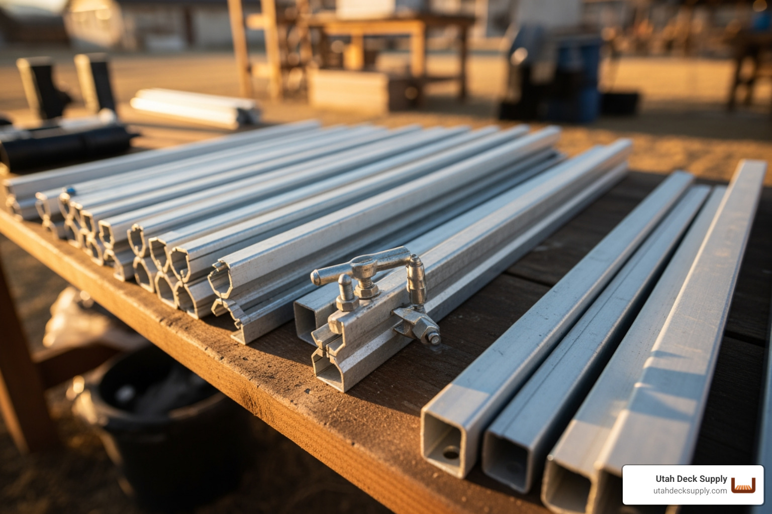 Close-up of heavy-duty aluminum gazebo joining clamps and waterproof PVC guttering hardware - gazebo joining kits