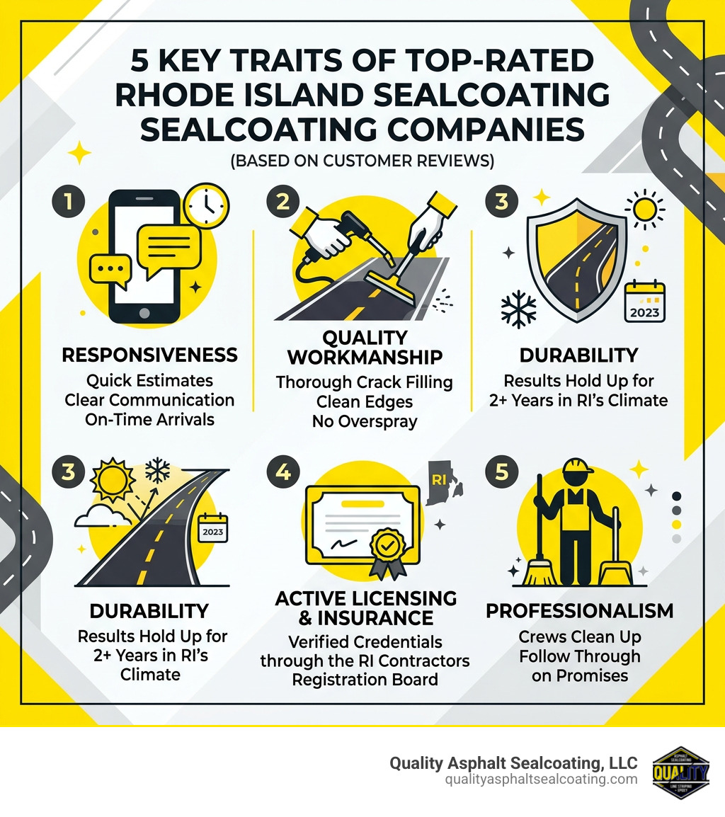 5 key traits of top-rated Rhode Island sealcoating companies based on customer reviews - Rhode Island sealcoating reviews