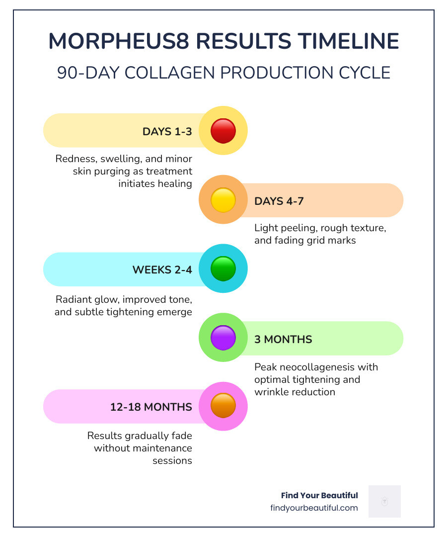 Infographic showing the 90-day Morpheus8 collagen production cycle and results timeline - morpheus8 results time frame
