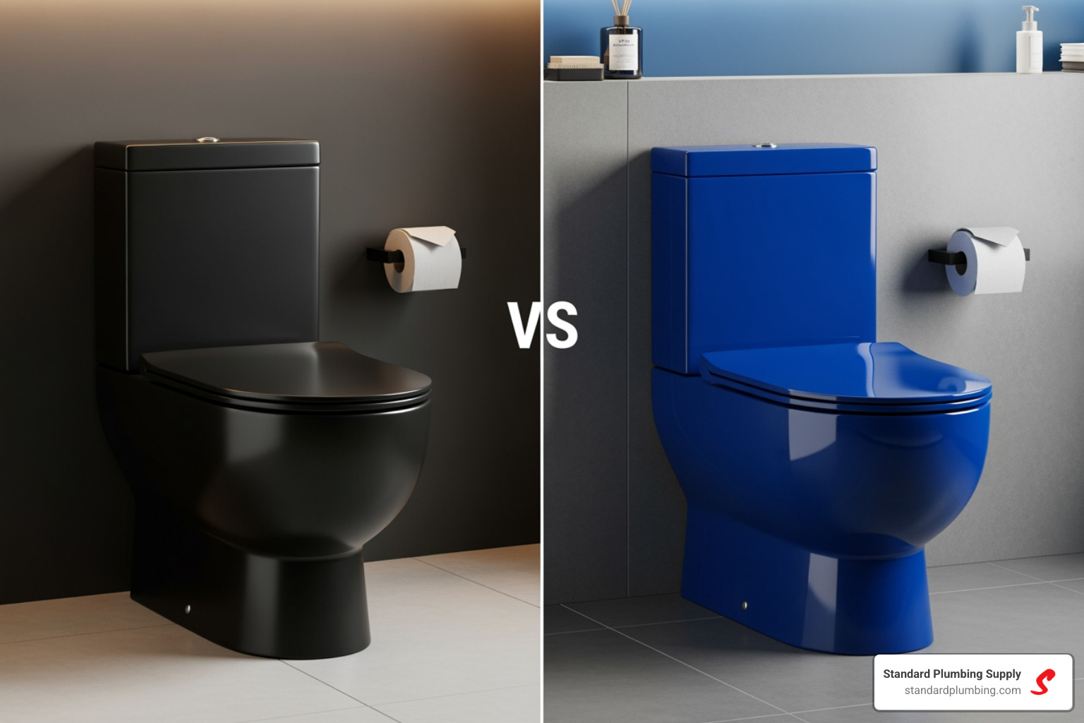Comparison of matte and glossy toilet finishes - colored toilet custom options Comparison of matte and glossy toilet finishes - colored toilet custom options