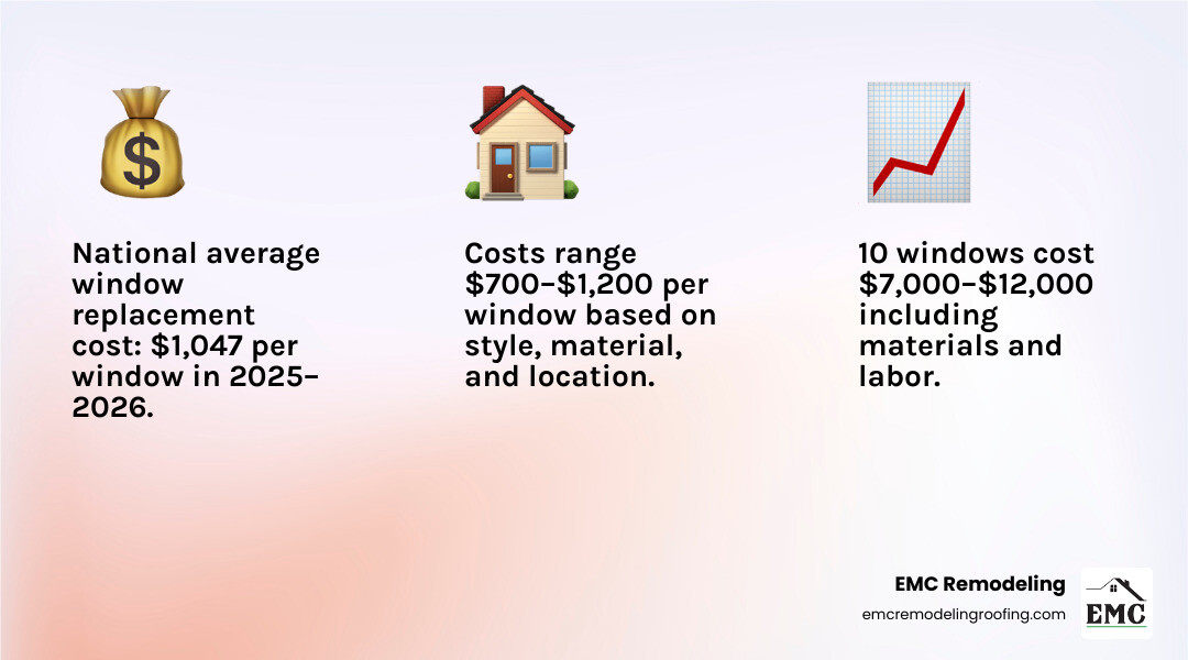 2025-2026 window replacement cost breakdown by material type, labor share, and window style - window replacement cost