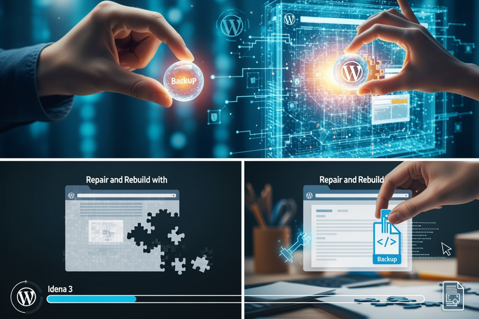 WordPress files and database icons - restore wordpress site from backup WordPress files and database icons - restore wordpress site from backup