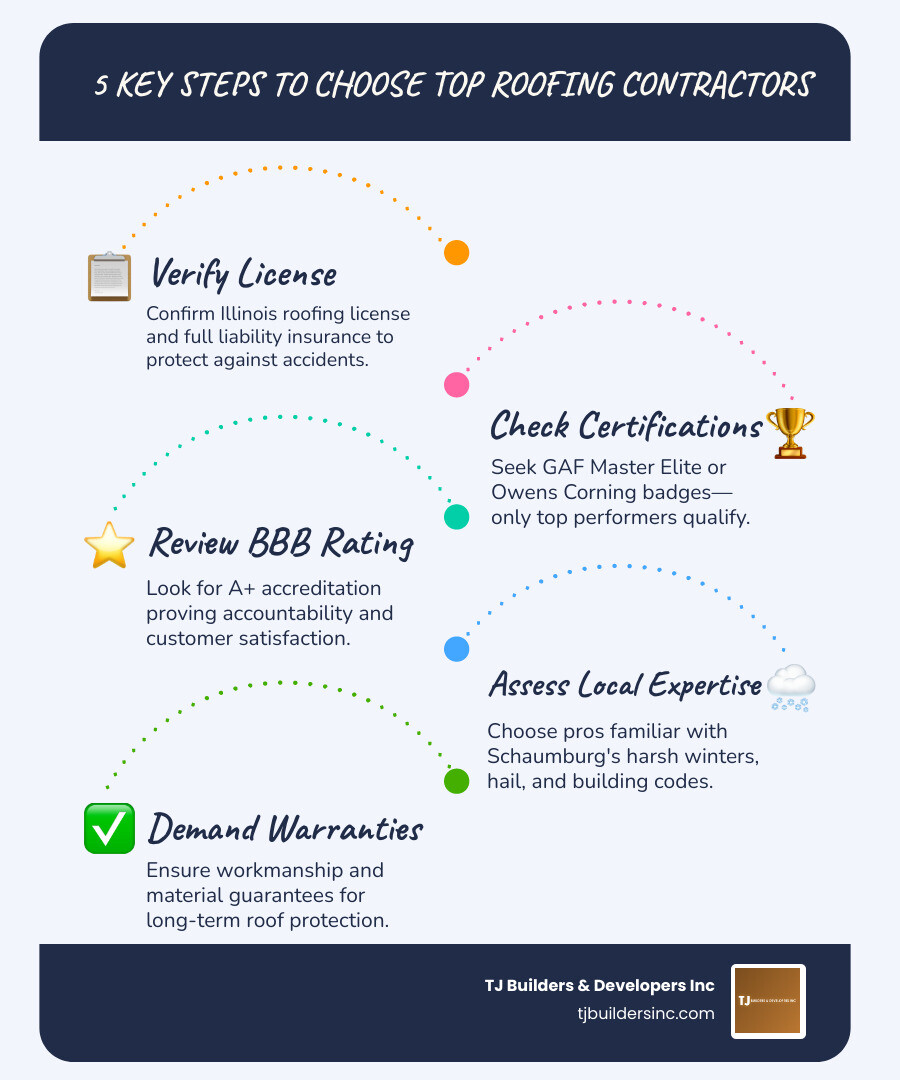 Infographic showing 3-step roofing restoration process: inspection, material selection, and professional installation