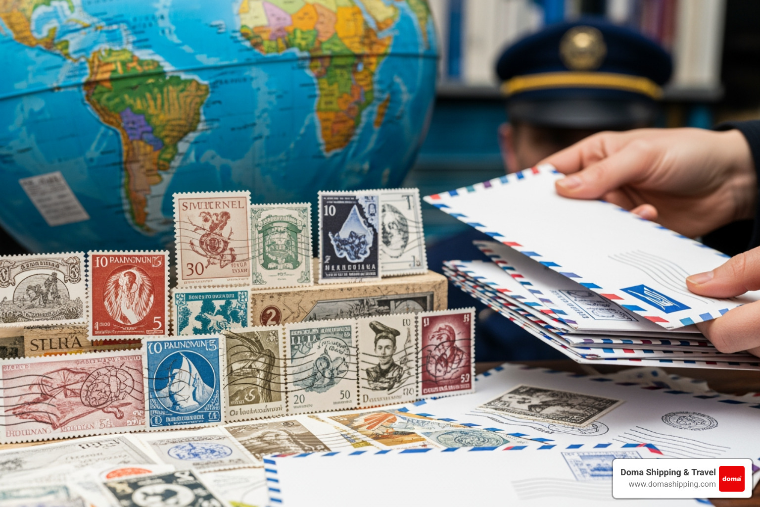 Global Forever stamps and international envelopes prepared for European delivery - international postage rates