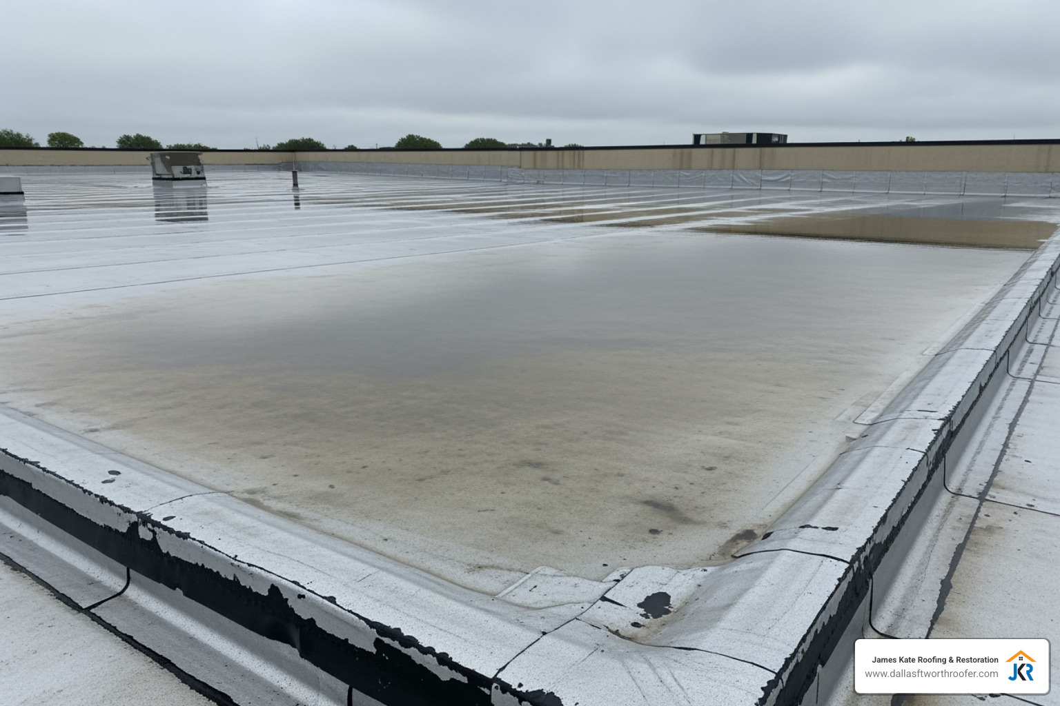ponding water on a flat commercial roof - Commercial roof replacement ponding water on a flat commercial roof - Commercial roof replacement