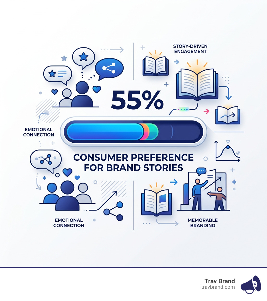 Statistics showing 55% consumer preference for brand stories - branded content companies infographic Statistics showing 55% consumer preference for brand stories - branded content companies infographic