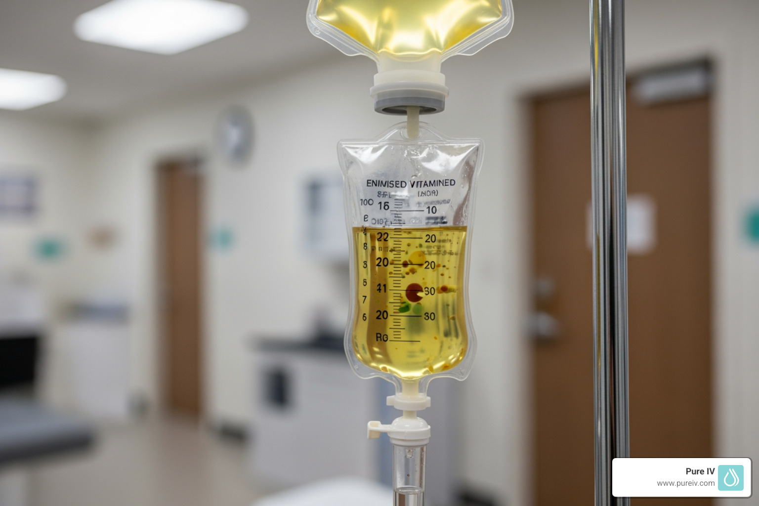 IV drip bag containing vitamins and minerals for gut health - digestive health iv drip