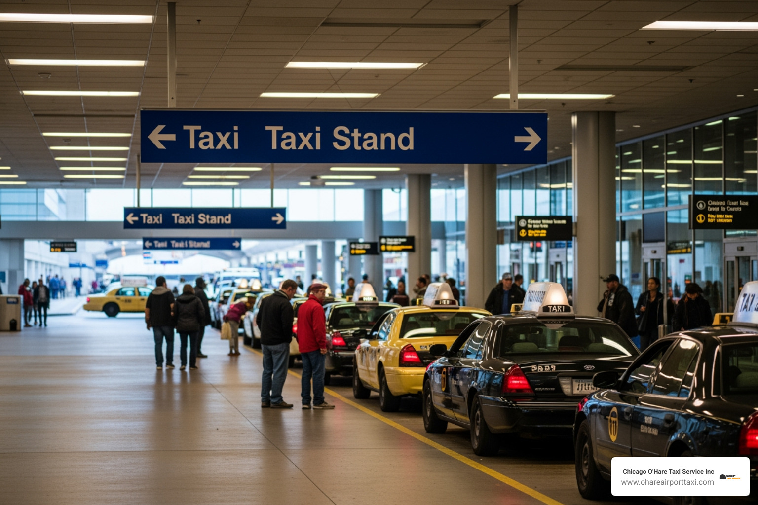Official taxi stand signage at O'Hare Airport - how to get a taxi at chicago o hare Official taxi stand signage at O'Hare Airport - how to get a taxi at chicago o hare