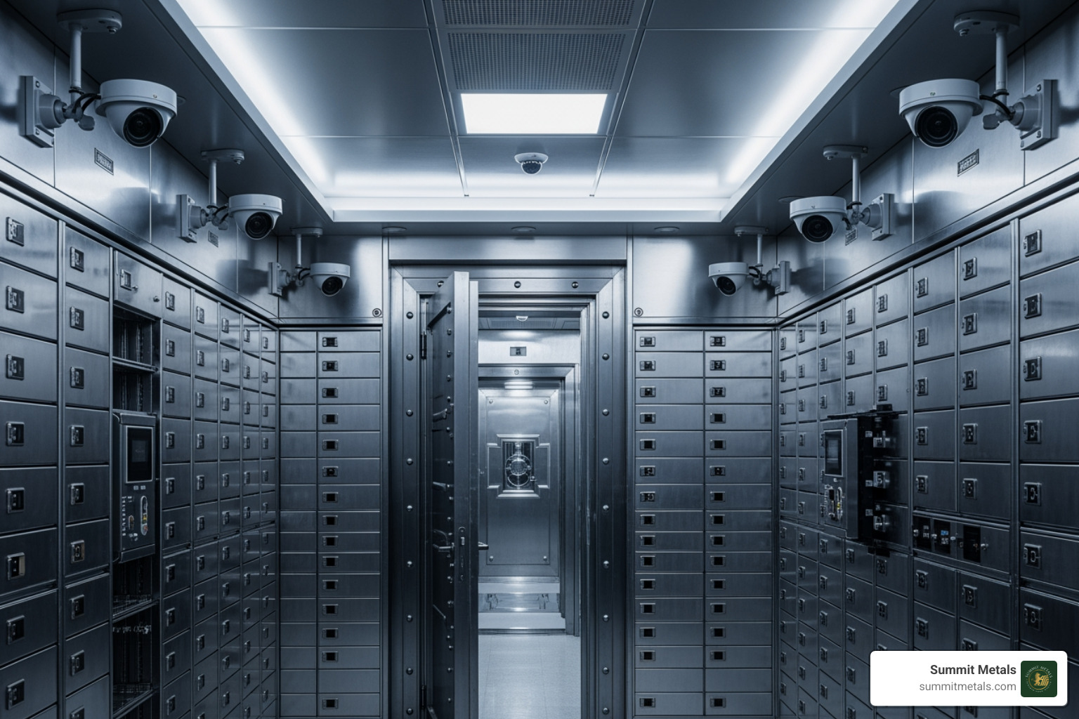 Inside a high-security private vault with safety deposit boxes - gold bars wholesale Utah