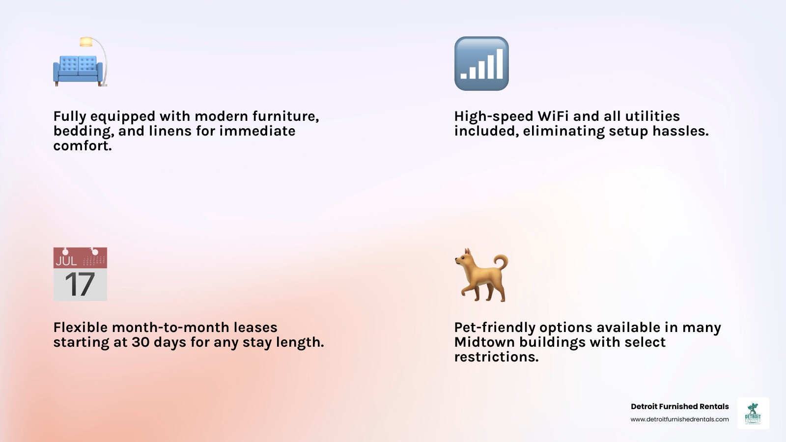 Infographic: Just Bring Your Suitcase - what's included in a Midtown furnished apartment - furnished apartments Midtown
