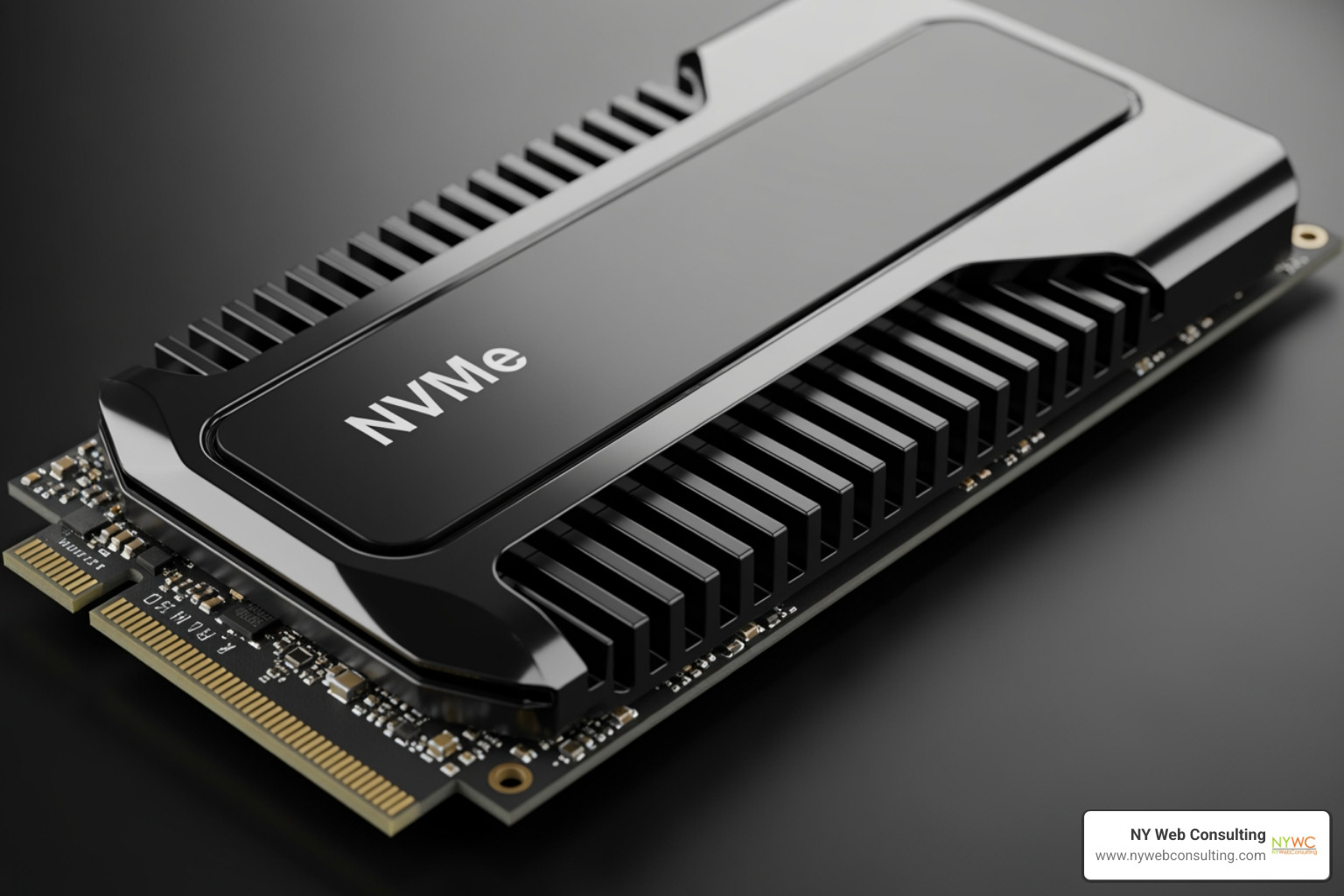 Close up of a modern NVMe SSD drive used in high speed website hosting - high speed website hosting Close up of a modern NVMe SSD drive used in high speed website hosting - high speed website hosting