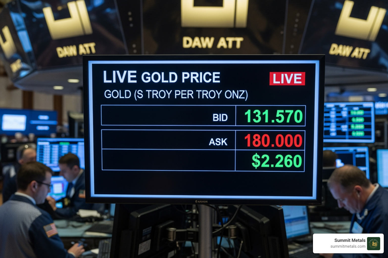 live gold price ticker display showing bid and ask prices - current gold bar price