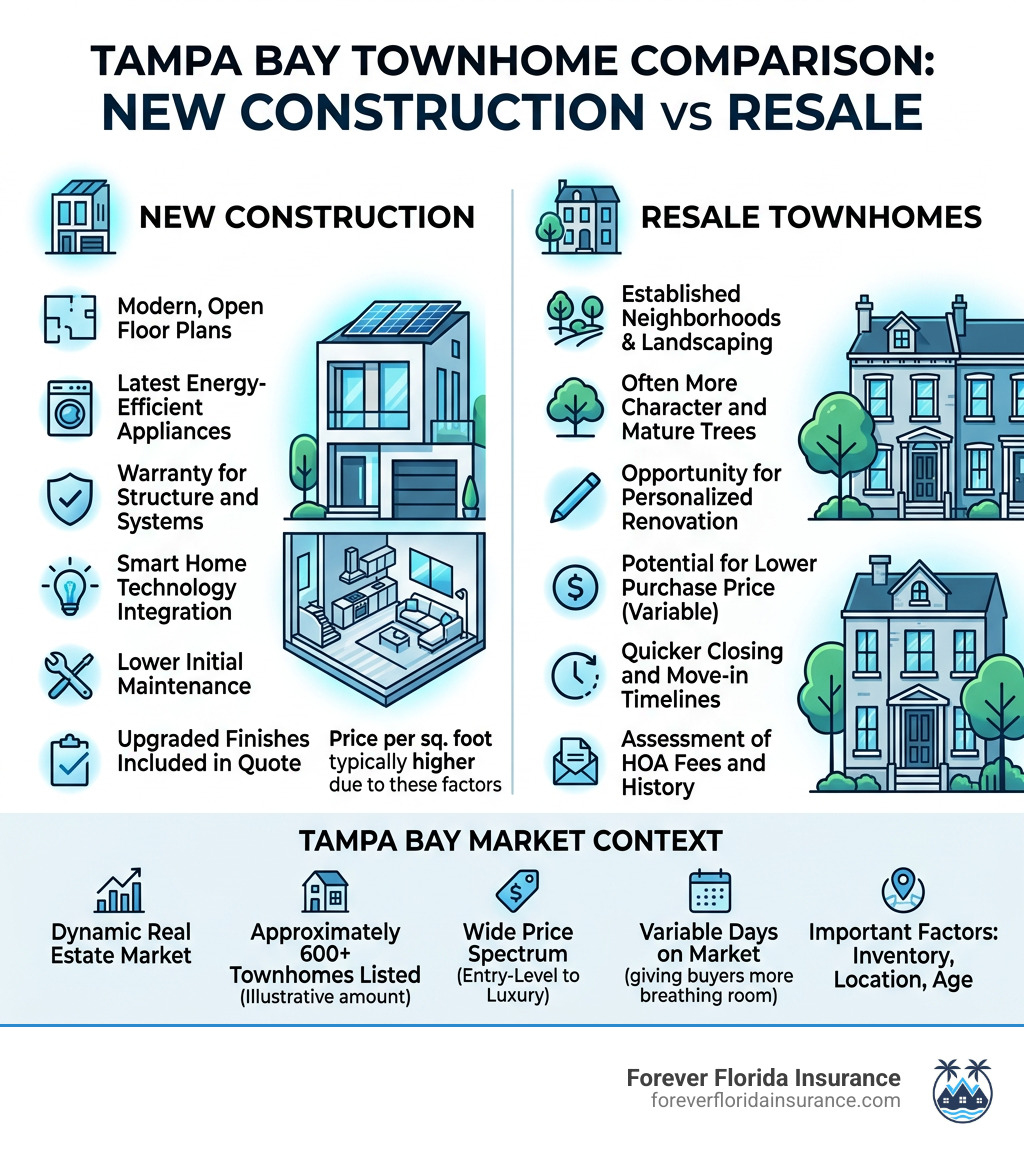 Comparison of new construction vs resale townhomes in Tampa Bay - Tampa Bay townhome quotes infographic Comparison of new construction vs resale townhomes in Tampa Bay - Tampa Bay townhome quotes infographic