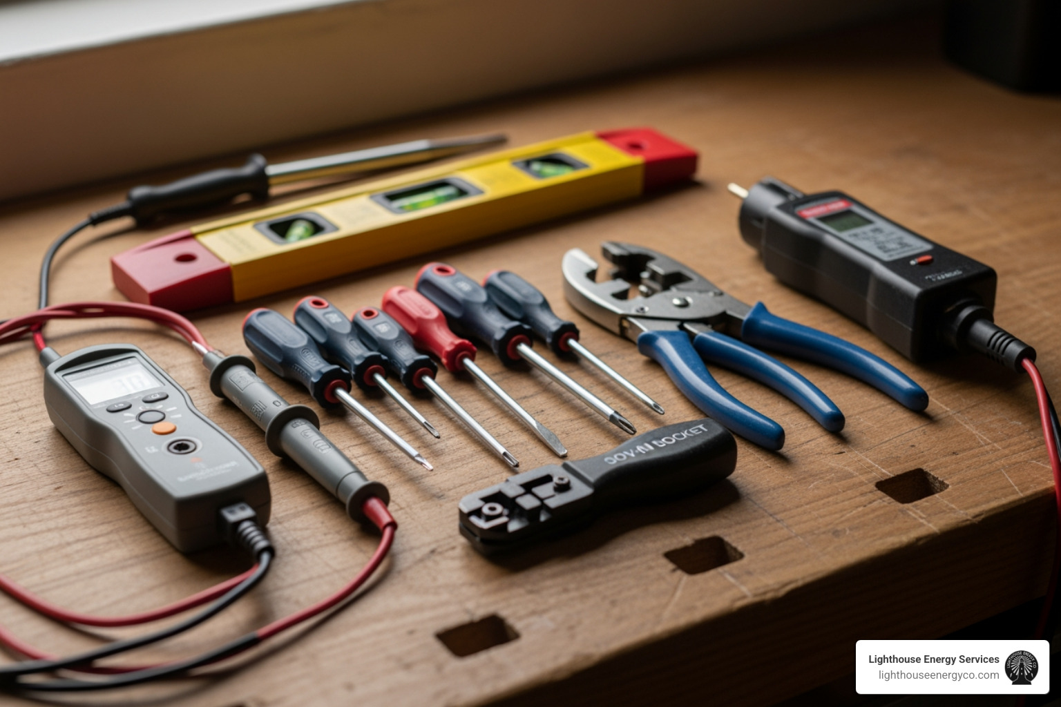 Essential electrical tool kit for socket installation - double socket installation