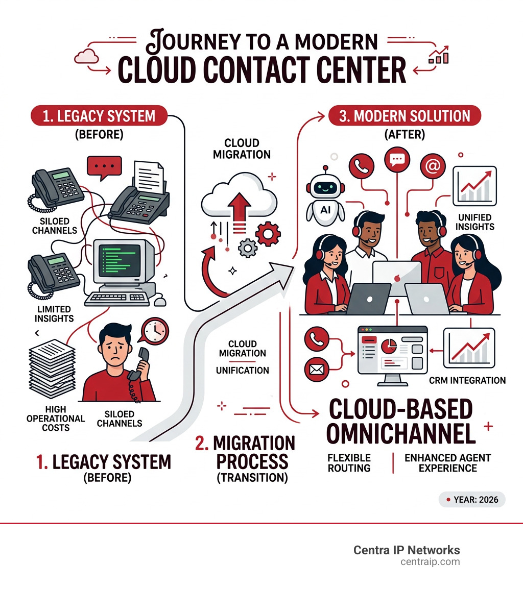 Journey from legacy phone systems to cloud-based omnichannel contact center solutions infographic - contact center case Journey from legacy phone systems to cloud-based omnichannel contact center solutions infographic - contact center case