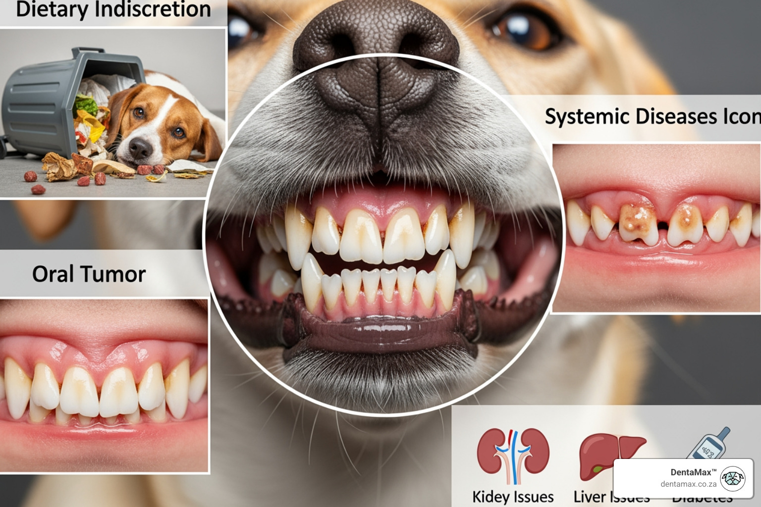 Common causes of bad breath in dogs including dental disease and systemic issues - fixing bad breath in dogs