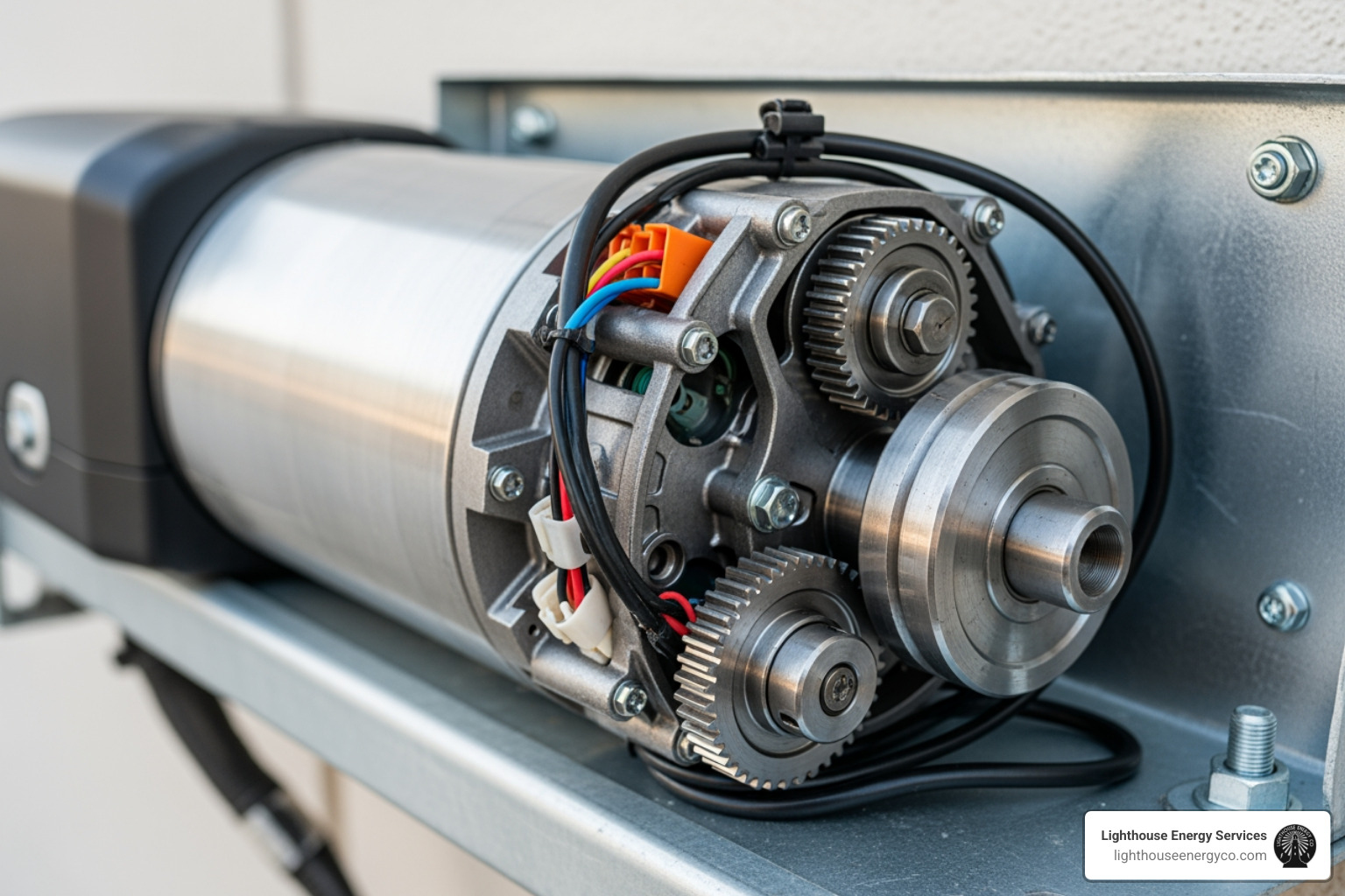 A well-maintained gate motor with clean internal components - automatic gate maintenance