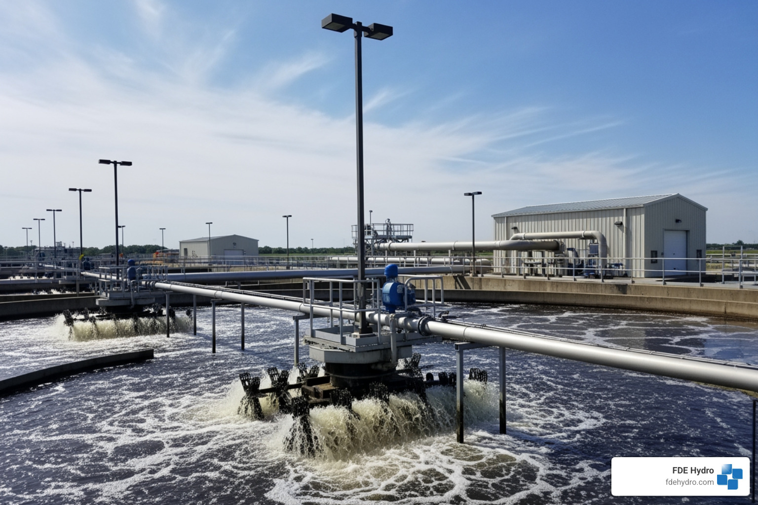 High-capacity wastewater treatment facility with aeration tanks - water management infrastructure High-capacity wastewater treatment facility with aeration tanks - water management infrastructure