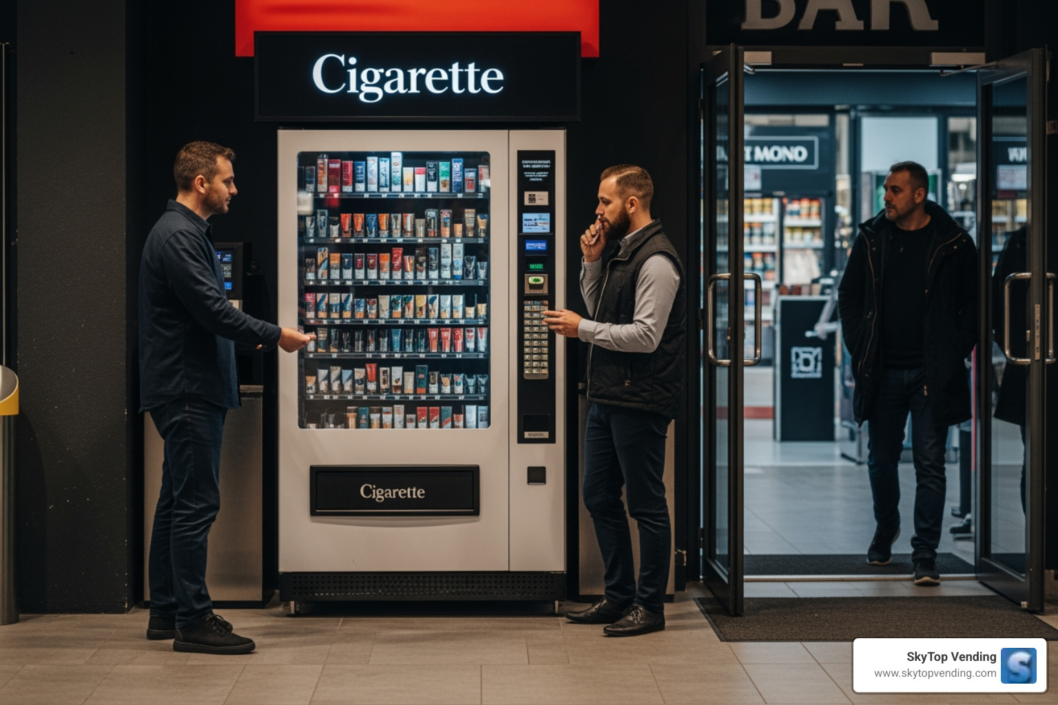 Digital map interface showing vending machine locations - cigarette vending machine near me
