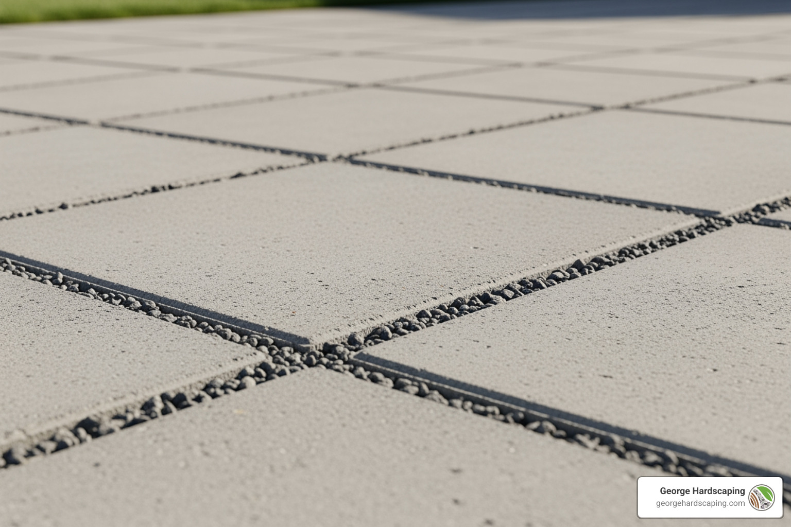 Close-up of permeable interlocking concrete pavers with small stones in the joints - permeable drive Close-up of permeable interlocking concrete pavers with small stones in the joints - permeable drive