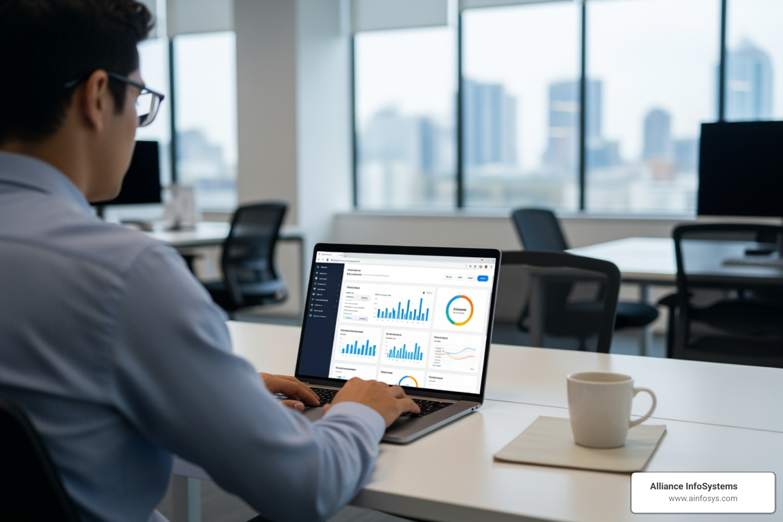 User accessing cloud data via a web browser on a laptop - cloud vs on premises User accessing cloud data via a web browser on a laptop - cloud vs on premises