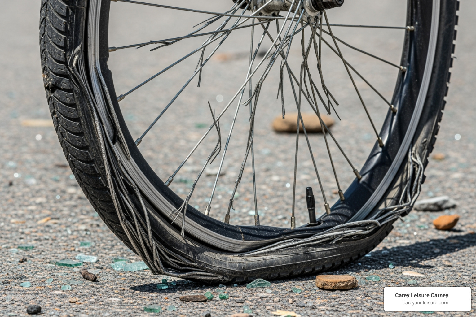 damaged bicycle wheel after crash - bike attorney