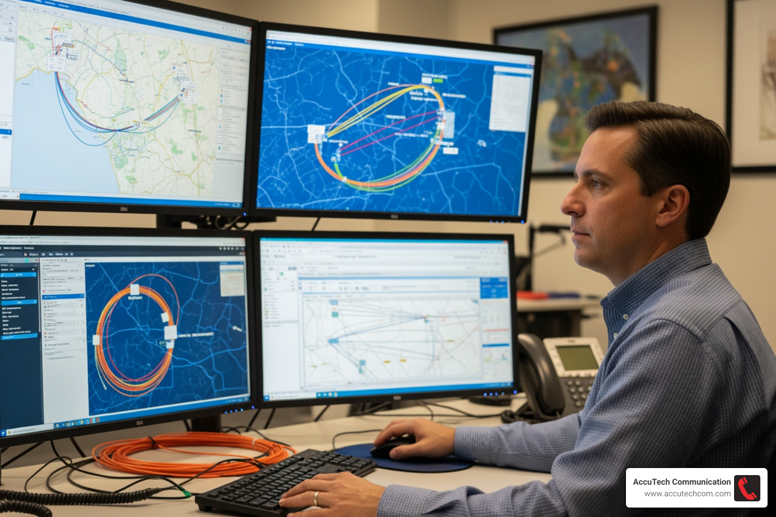 Engineer designing a backbone network map for a regional commercial deployment - fiber optic network engineer