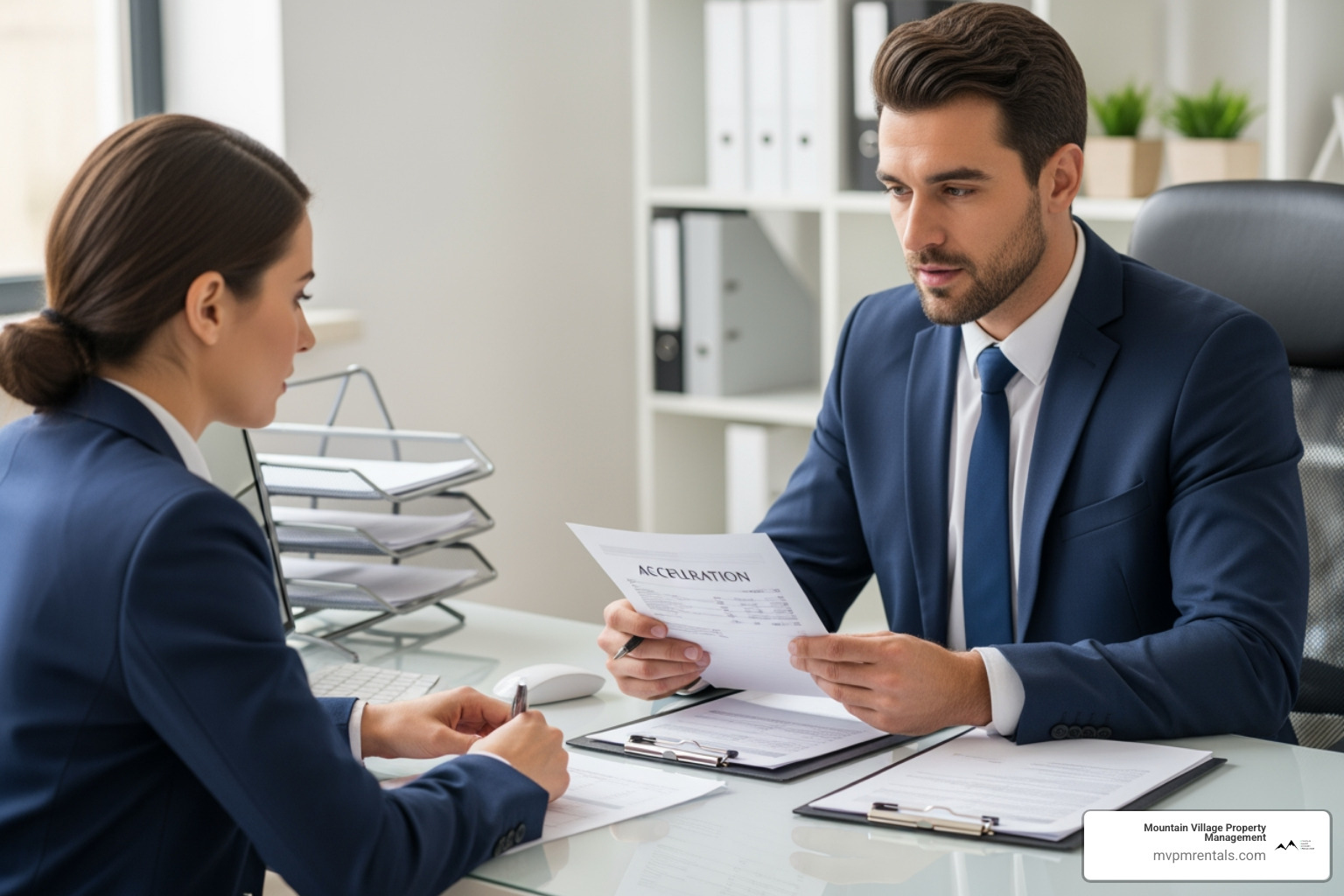 Professional property manager conducting a thorough tenant screening interview - best butte rental managers Professional property manager conducting a thorough tenant screening interview - best butte rental managers