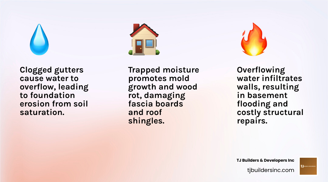 Infographic showing how clean gutters protect home foundations from water damage and erosion - gutter cleaning Palatine Infographic showing how clean gutters protect home foundations from water damage and erosion - gutter cleaning Palatine