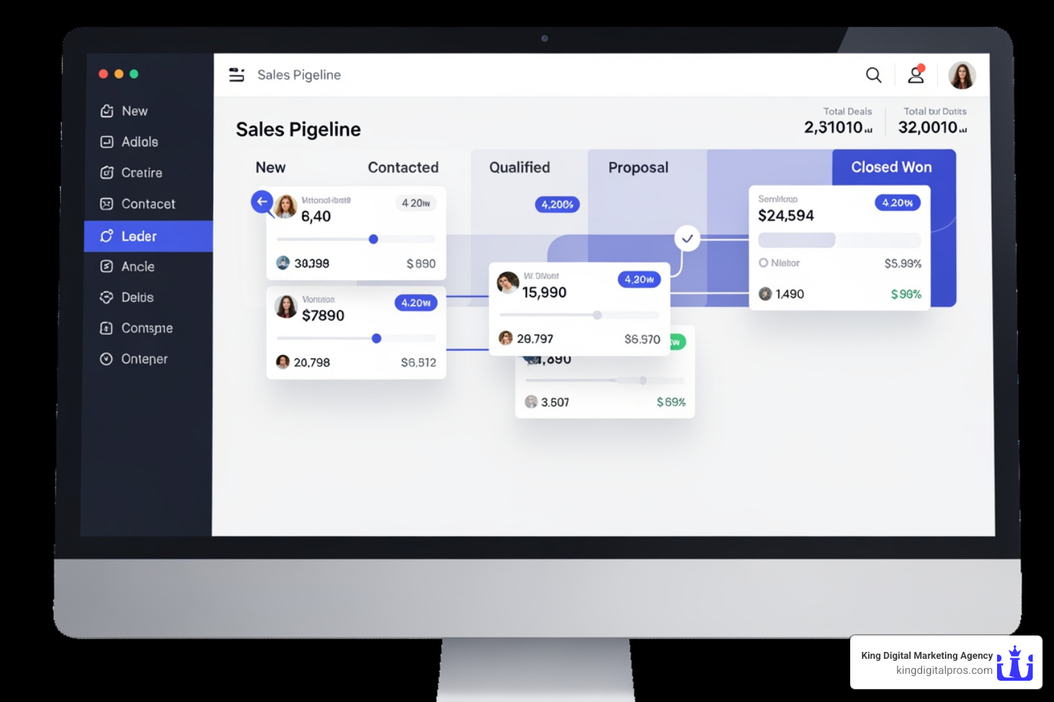 Sales Pipeline Interface Showing Leads Moving Through Stages - Lead Management Program