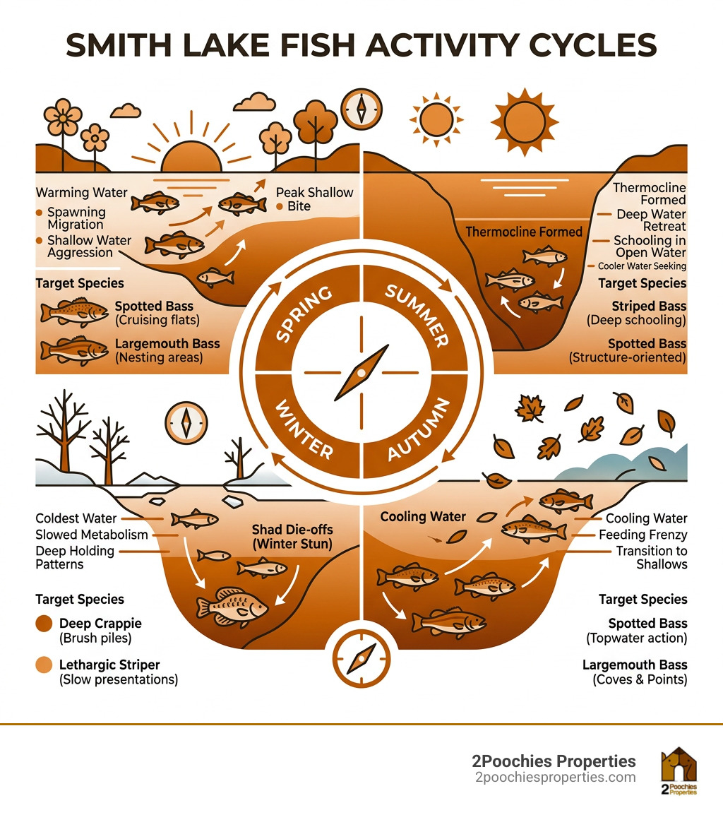 Smith Lake fish activity cycles - fishing report smith lake infographic 