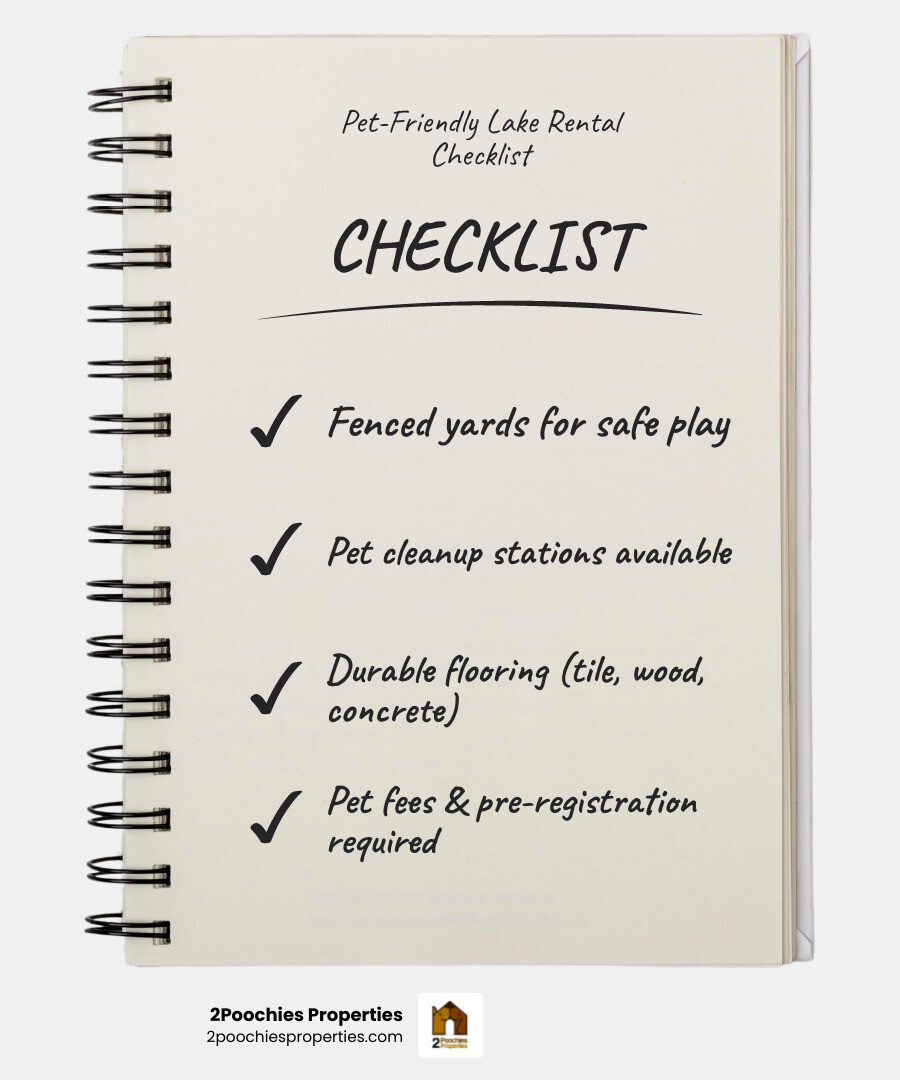Infographic: How to find the best Alabama lakefront pet friendly rental — checklist of key features, lakes, and pet policies