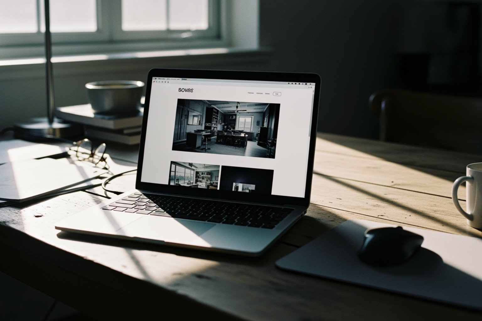 modern professional website interface on a desk in a natural light setting - small business web design agency