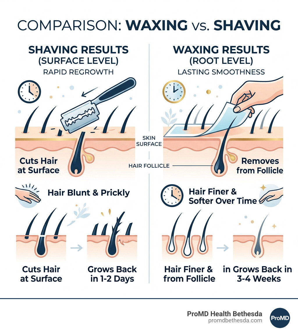 comparison of waxing vs shaving results showing hair follicle removal - facials & waxing infographic comparison of waxing vs shaving results showing hair follicle removal - facials & waxing infographic