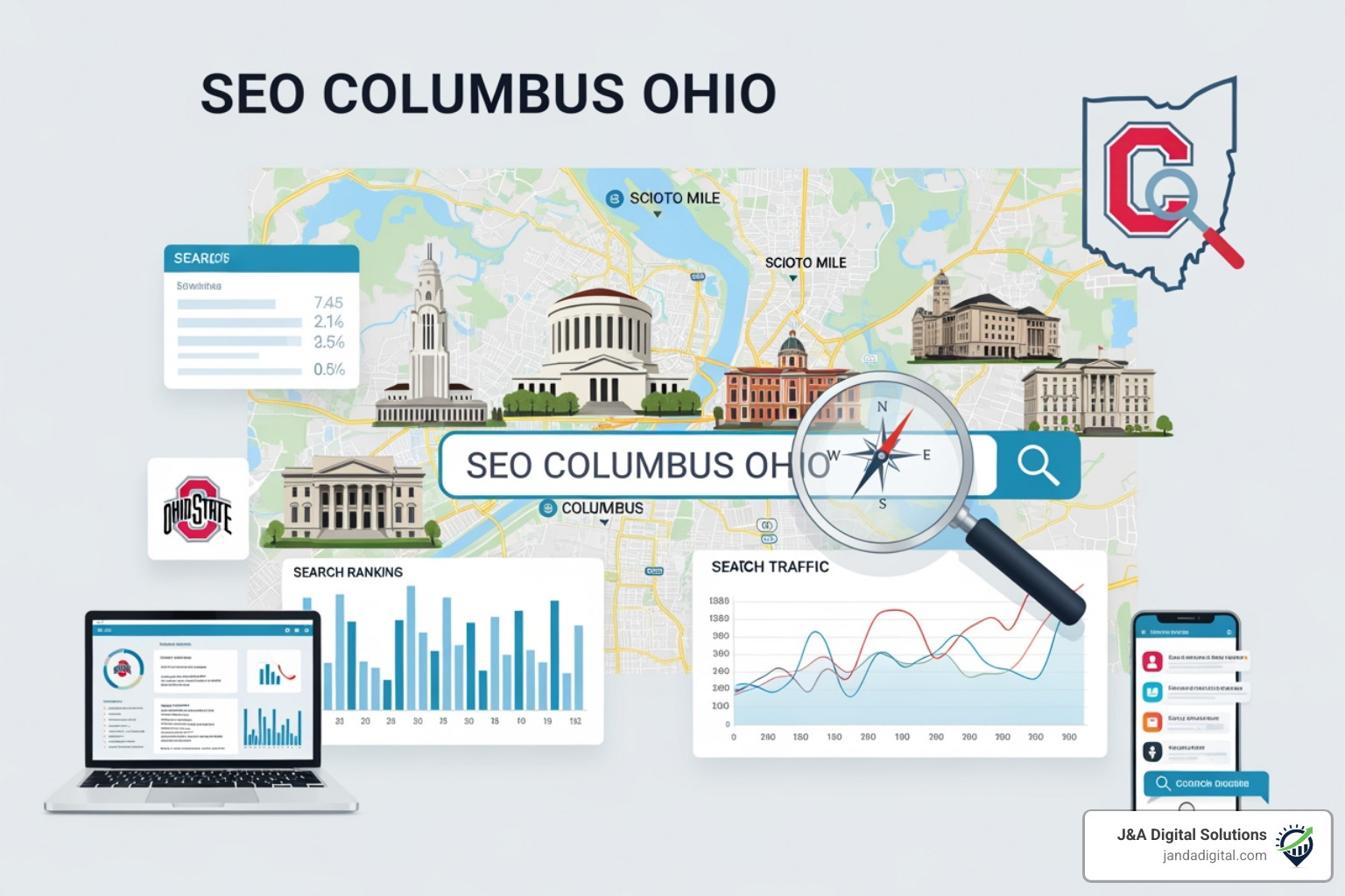 Map of local Columbus neighborhoods highlighting search competition zones - seo columbus ohio Map of local Columbus neighborhoods highlighting search competition zones - seo columbus ohio