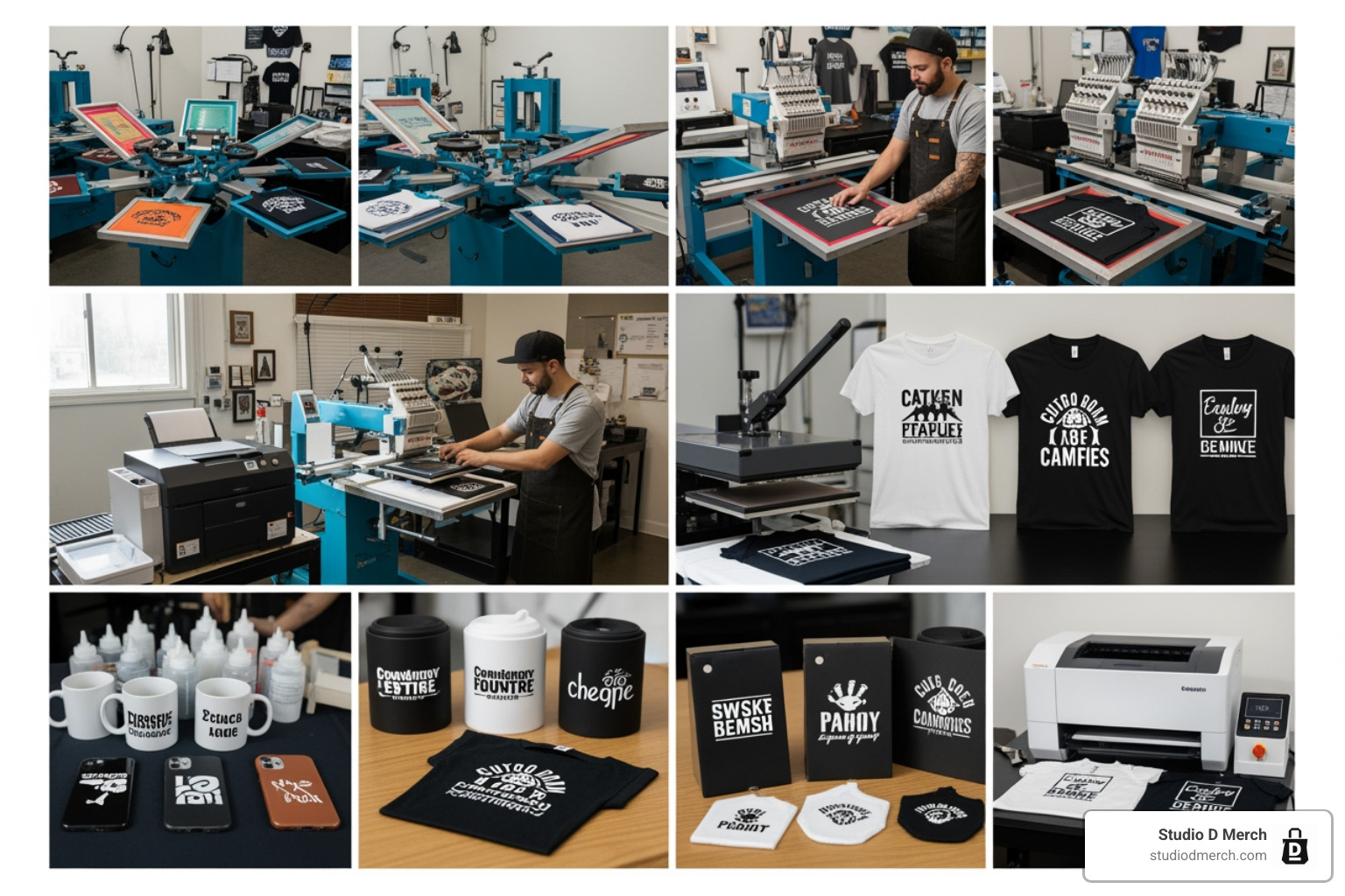 A digital design interface showing a logo being placed on a t-shirt - custom merchandise maker