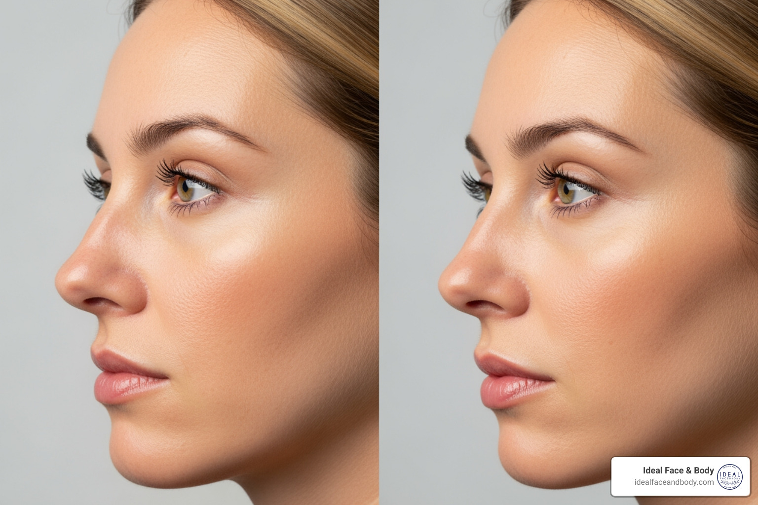 Before and after of a dorsal hump reduction and profile alignment - Best rhinoplasty results Before and after of a dorsal hump reduction and profile alignment - Best rhinoplasty results
