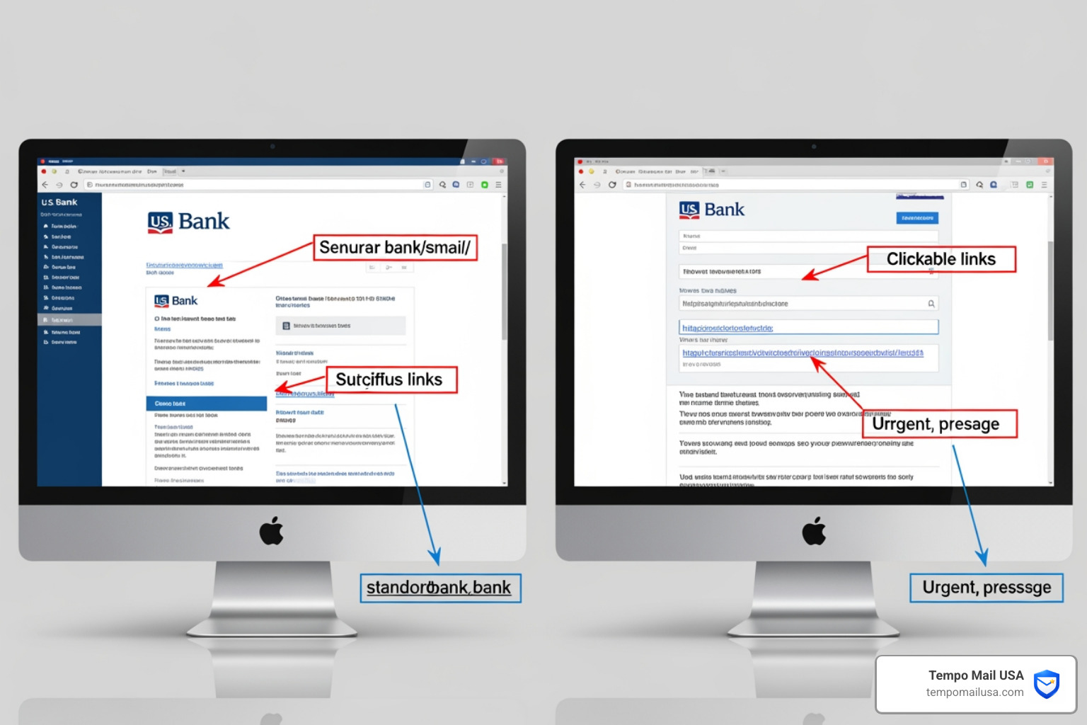 side-by-side comparison of a real vs. fake bank email - identity theft warning signs email side-by-side comparison of a real vs. fake bank email - identity theft warning signs email