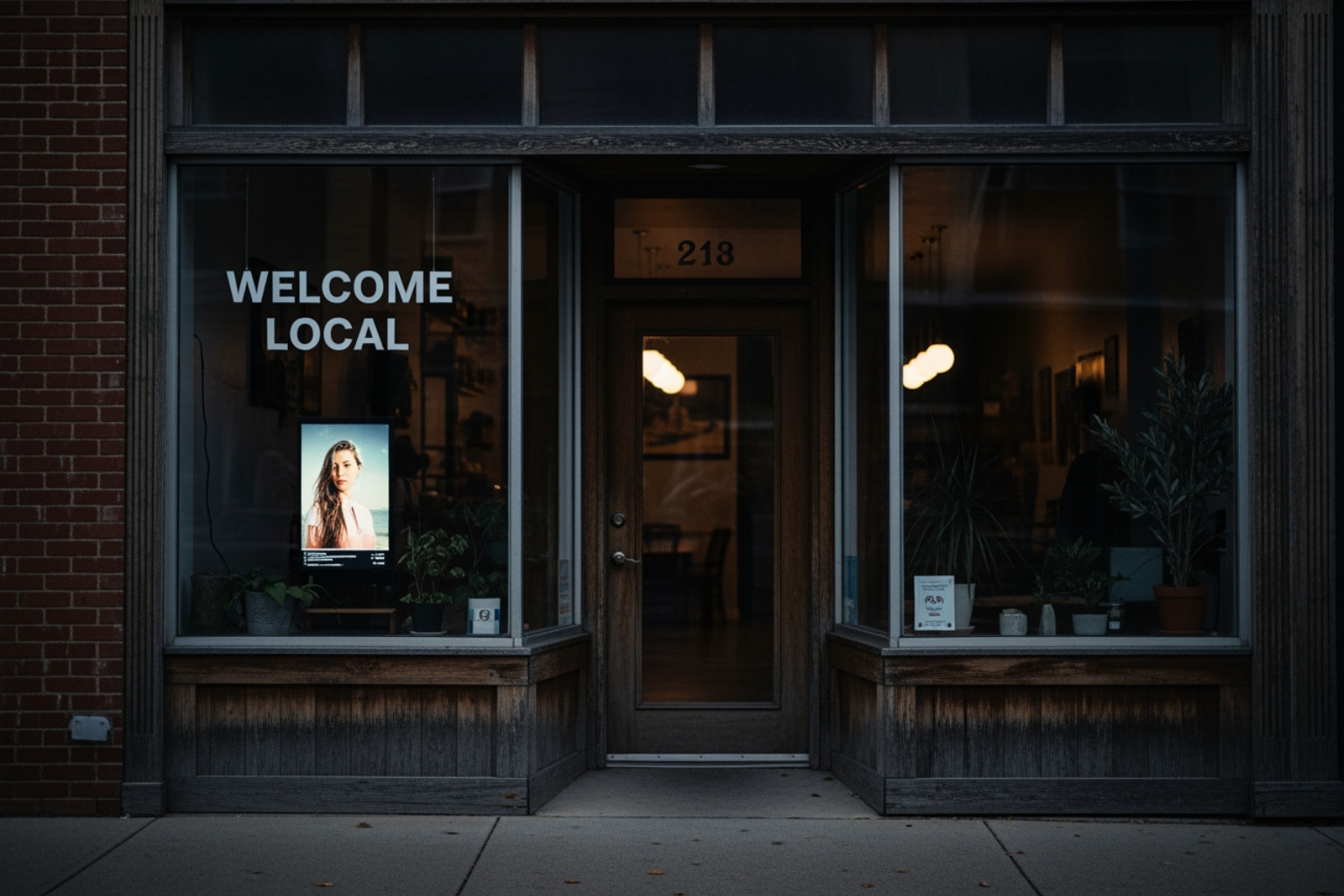 welcoming local storefront in Indianapolis with a warm digital glow reflecting in the window - SEO services for small welcoming local storefront in Indianapolis with a warm digital glow reflecting in the window - SEO services for small