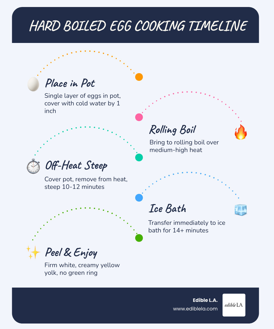 Step-by-step hard boiled egg cooking timeline from pot to ice bath with yolk texture at each stage - hard boiled eggs Step-by-step hard boiled egg cooking timeline from pot to ice bath with yolk texture at each stage - hard boiled eggs