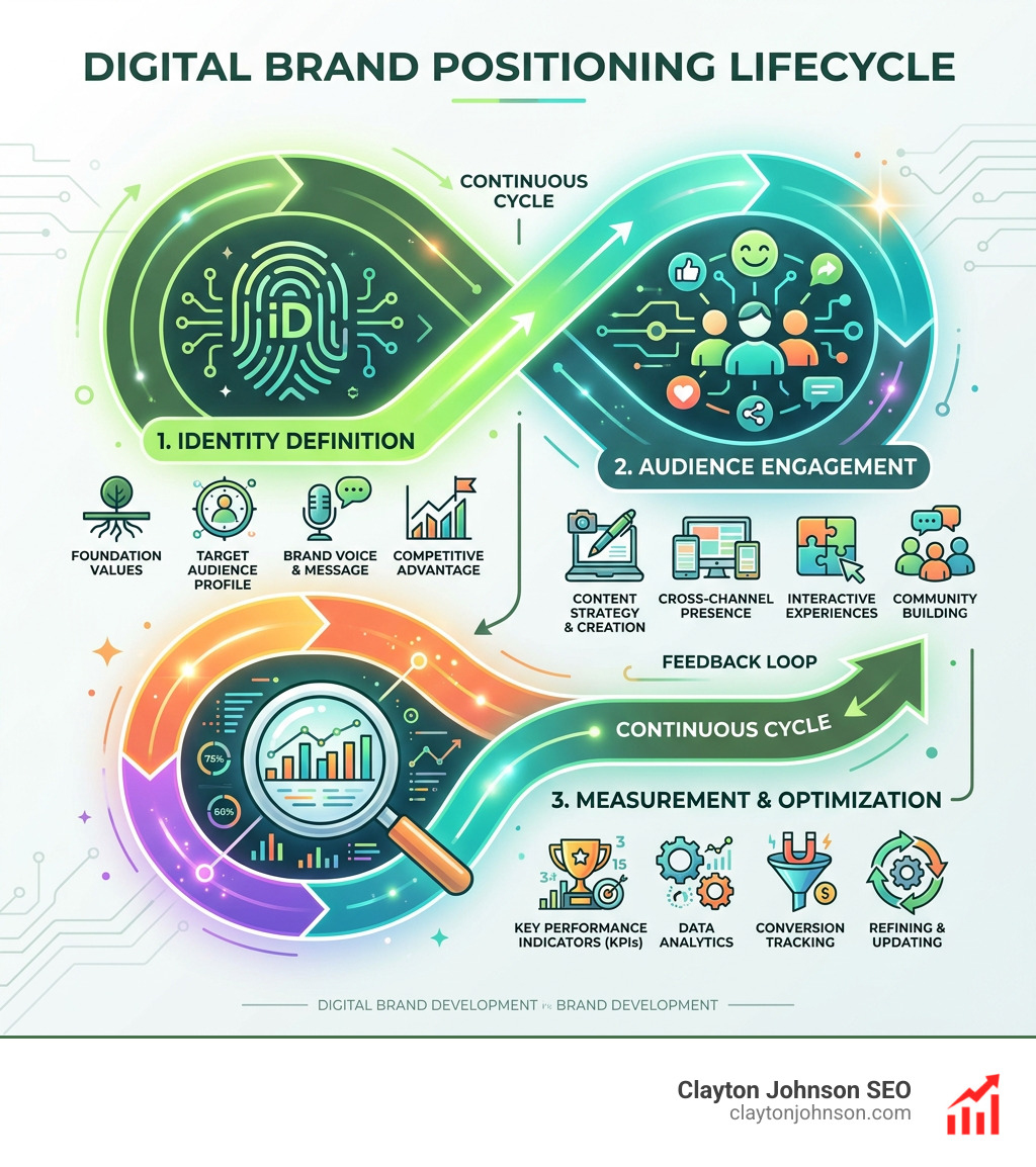 Digital brand positioning lifecycle from identity definition to audience engagement to measurement - digital brand Digital brand positioning lifecycle from identity definition to audience engagement to measurement - digital brand