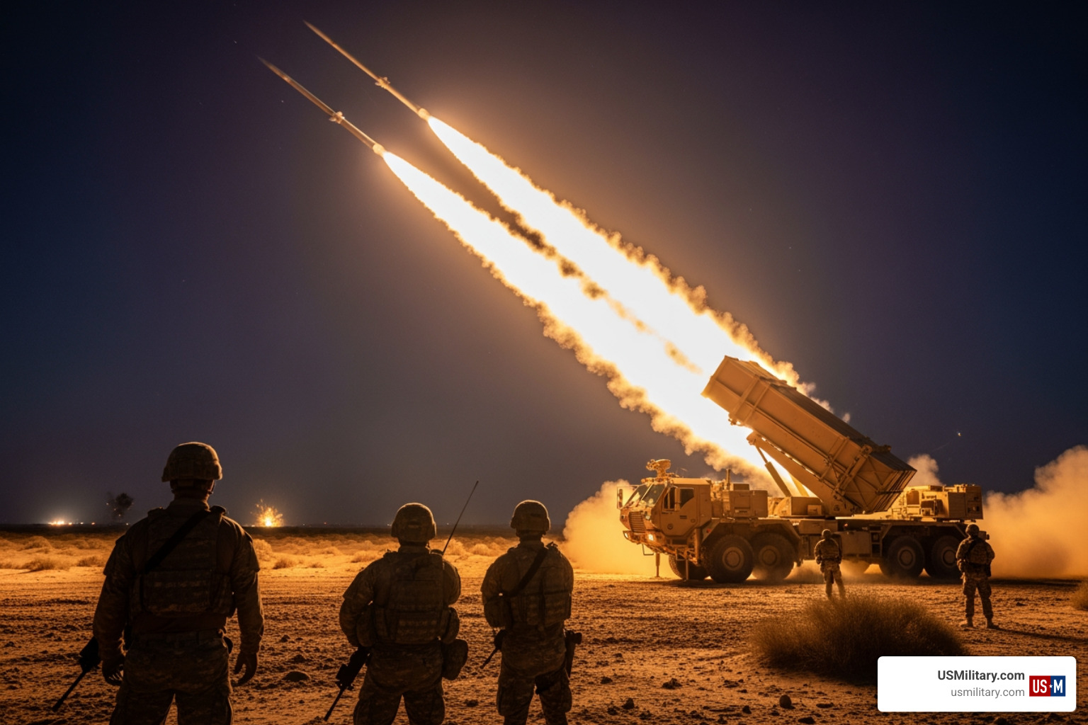 M-142 HIMARS firing in the desert during Operation Epic Fury - Day Three Update on Operation Epic Fury: How The Army Is M-142 HIMARS firing in the desert during Operation Epic Fury - Day Three Update on Operation Epic Fury: How The Army Is