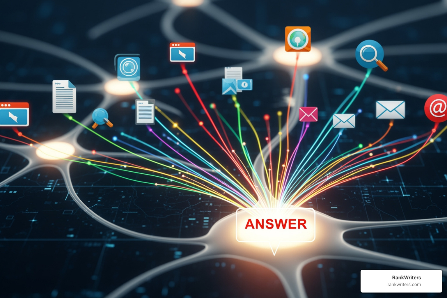 Neural network processing diverse web data to generate a single synthesized answer - ai search tools Neural network processing diverse web data to generate a single synthesized answer - ai search tools