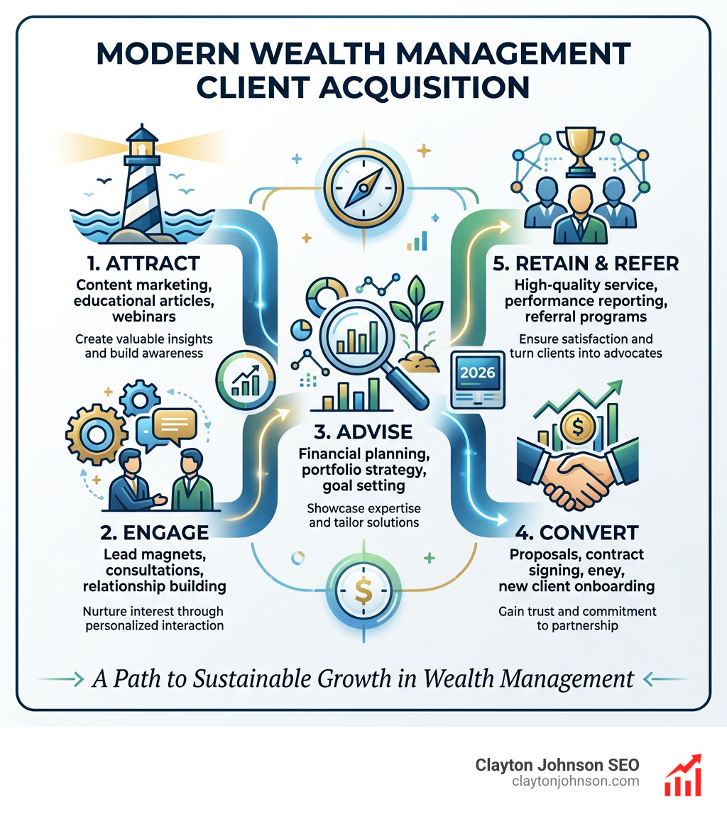 Wealth management lead generation funnel from awareness to referral - how to acquire clients for wealth management Wealth management lead generation funnel from awareness to referral - how to acquire clients for wealth management