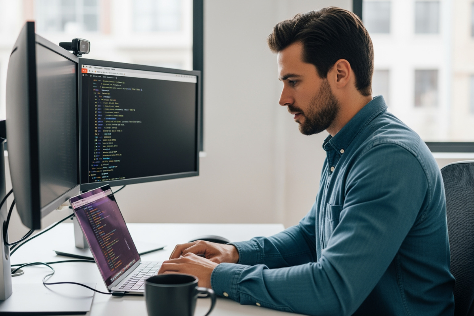 Developer using WP-CLI in a terminal - Local WordPress expert
