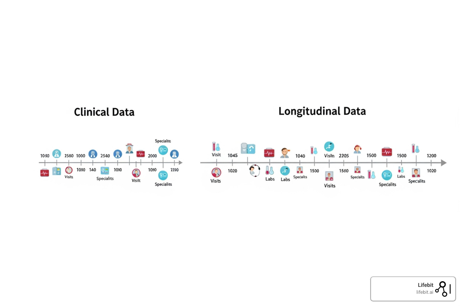 clinical vs longitudinal data comparison chart - Open source EMR