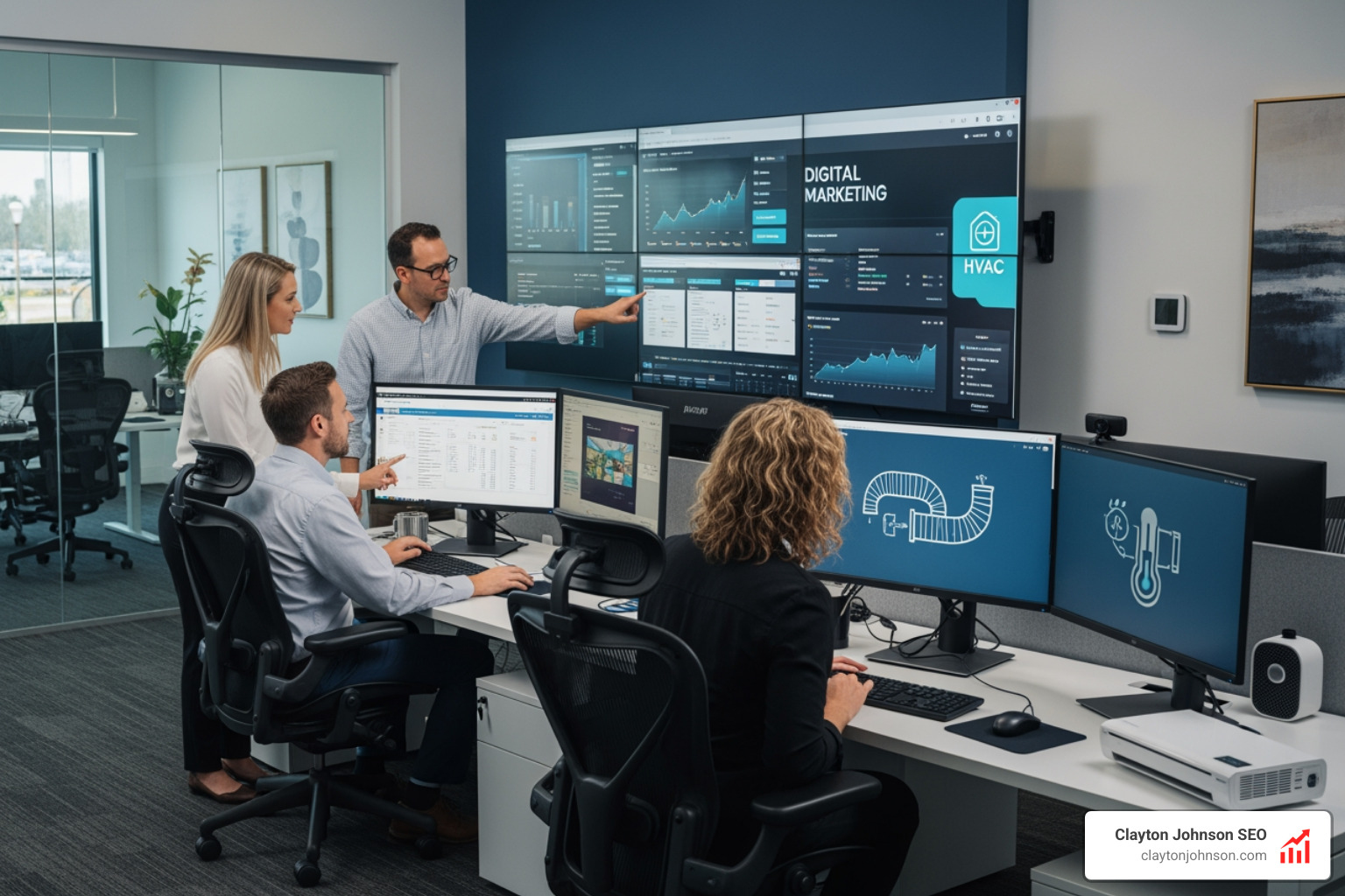 High-converting HVAC website design showing click-to-call buttons and trust signals - hvac digital marketing firm